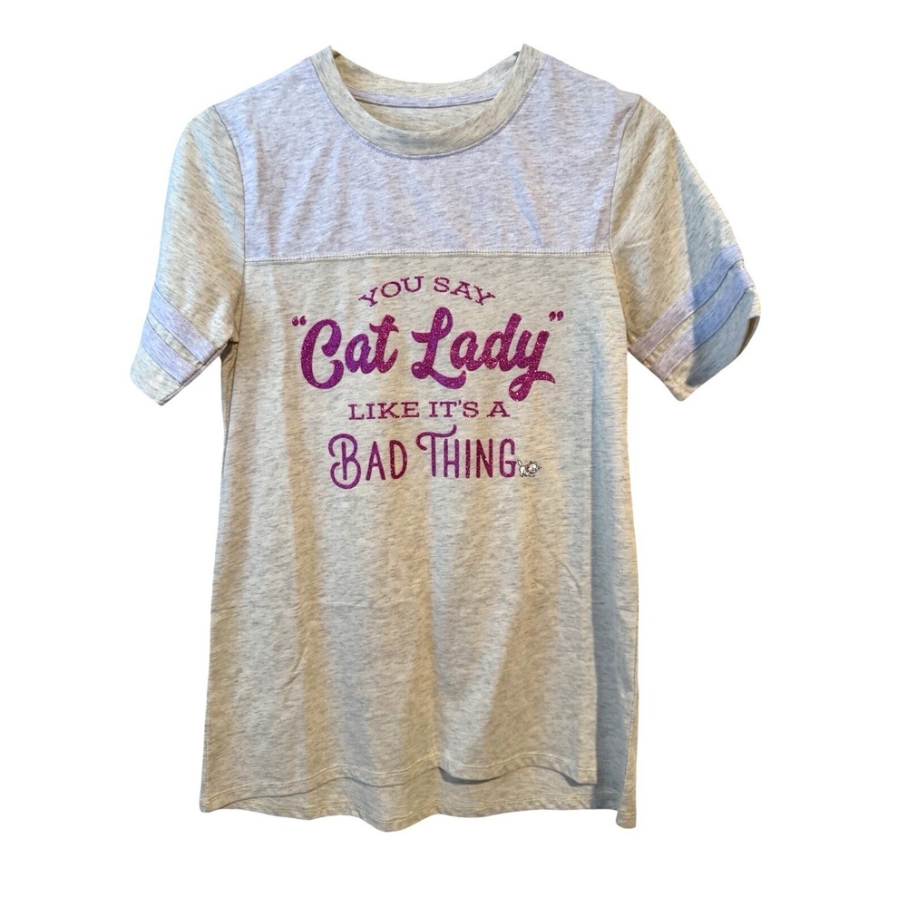 Disney Parks Aristocats Cat Lady T Shirt Women's Medium Ivory Purple Glitter